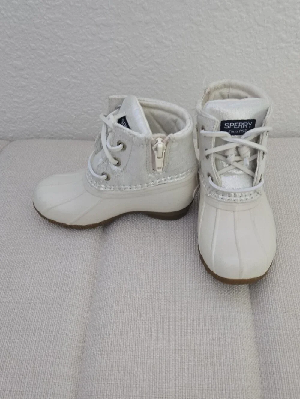 Sperry Kids Cream White Waterproof Duck Boots
